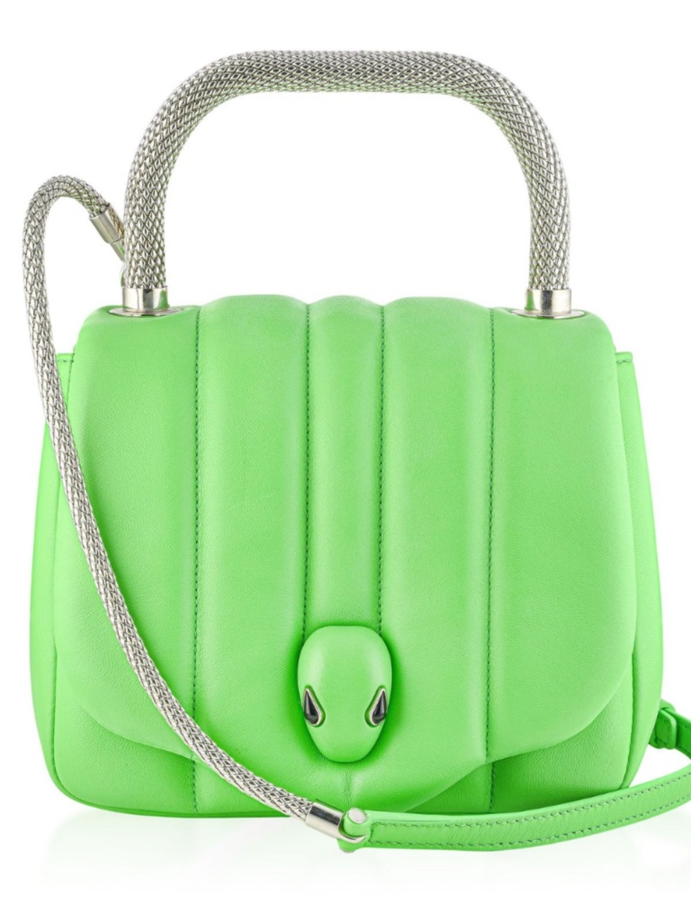 Bvlgari & Ambush Serpenti Shoulder bag-Napa Leather, bright lime green color